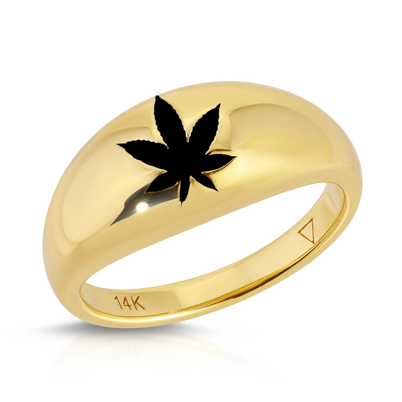 trueBrowns 22K Gold-Plated Small Leaf Ring